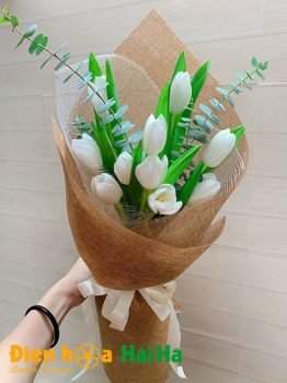 Bó hoa Tulip màu trắng 10 bông - Trọn Vẹn hoa đẹp chúc mừng 20-10
