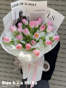 Bó hoa tulip hồng – Lời yêu