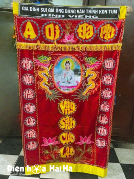Bức trướng tang lễ HCM kiểu dọc màu đỏ