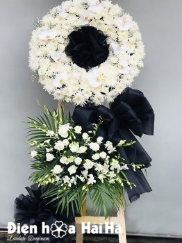 Vòng hoa tang lễ cúc trắng - Phân Ưu