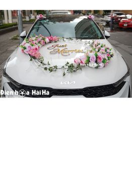 Hoa giả trang trí xe cưới hoa lụa nhập khẩu 100% bao chất lượng