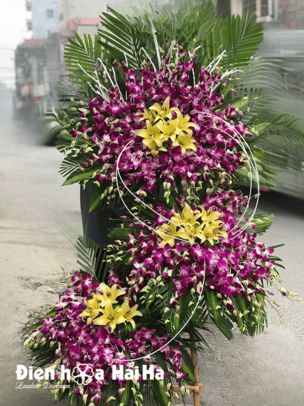 Mẫu hoa lan tím 3 tầng hiện đại
