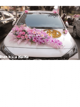 Hoa lụa xe cưới hoa lan tiên hồng tím hiện đại nhất năm