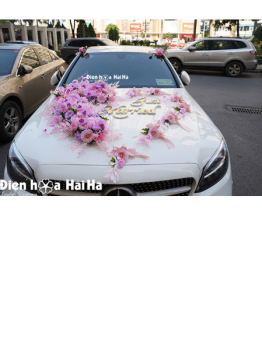 Mẫu hoa giả trang trí xe cưới lan Hồ Điệp cao cấp tông hồng ngọt xinh