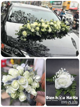 (SET25) Hoa xe cưới mầu trắng - Cùng Sẻ Chia
