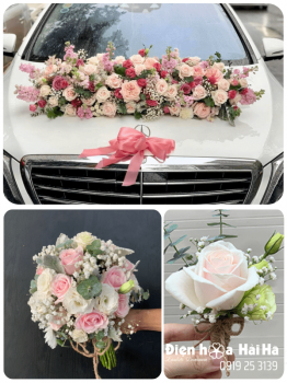 (SET28) Hoa xe cưới mầu hồng nhạt - Cùng Chia Sẻ