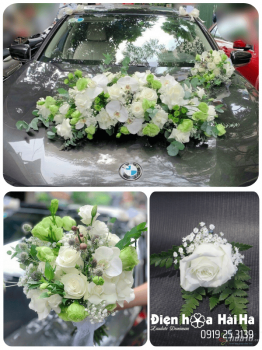 (SET41) Xe hoa cưới mầu trắng xanh - Chân Thành