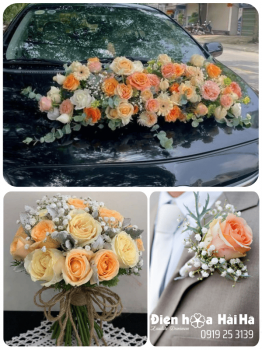 (SET44) Xe hoa cưới mầu cam nhạt - Sâu Đậm