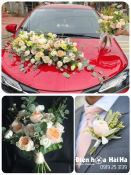 (SET46) Hoa xe cưới mầu hồng nhạt - Hy Vọng