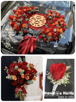 (SET53) Xe hoa cưới mầu đỏ cam - Niềm Vui Chung