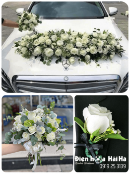 (SET55) Hoa xe cưới mầu trắng - Thịnh Vượng