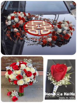 (SET56) Xe hoa cưới mầu đỏ trắng - Trọn Đời
